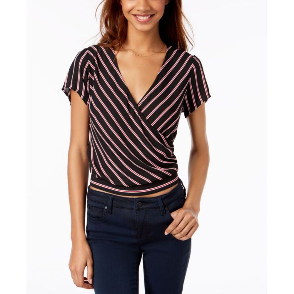 Ultra Flirt By Ikeddi Juniors Striped Wrap Top